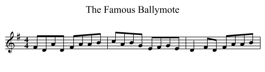The Famous Ballymote - staff notation