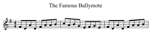 The Famous Ballymote - staff notation