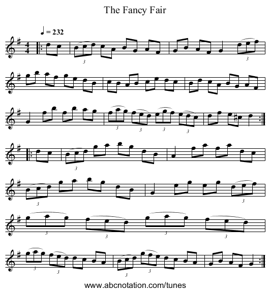 The Fancy Fair - staff notation
