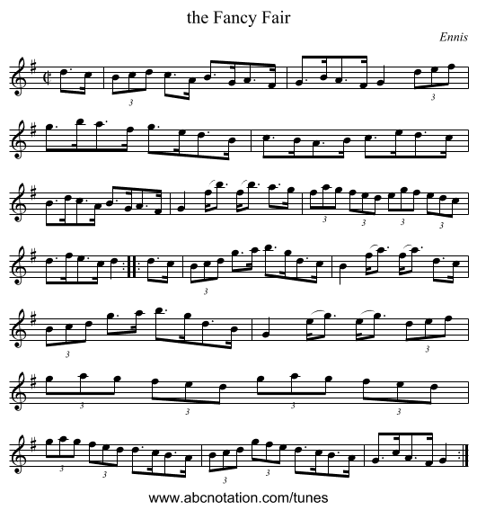 the Fancy Fair - staff notation