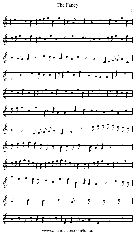 The Fancy - staff notation