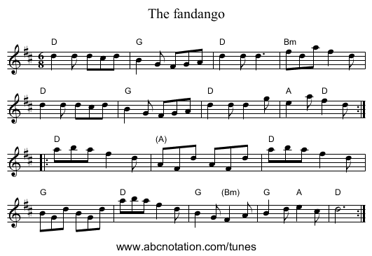 The fandango - staff notation