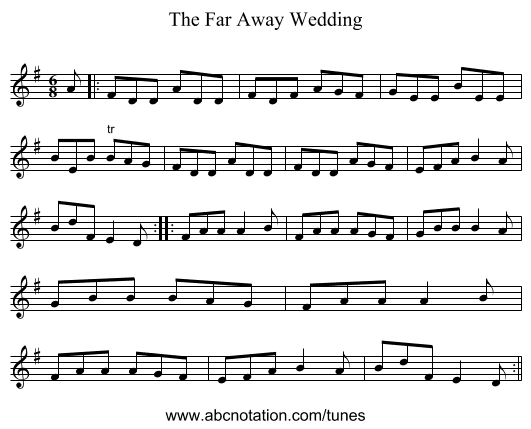 The Far Away Wedding - staff notation