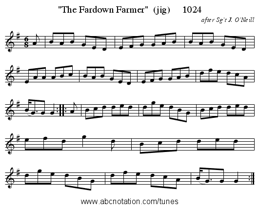 The Fardown Farmer  (jig)     1024 - staff notation
