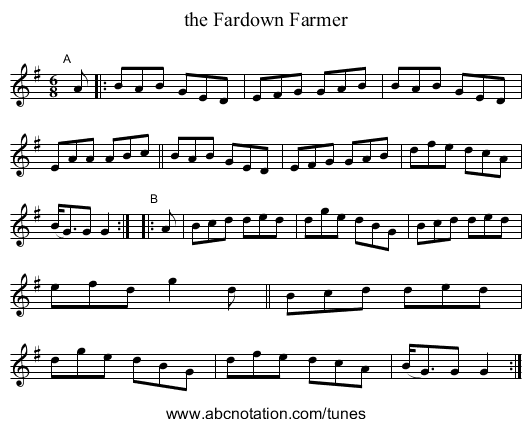 the Fardown Farmer - staff notation
