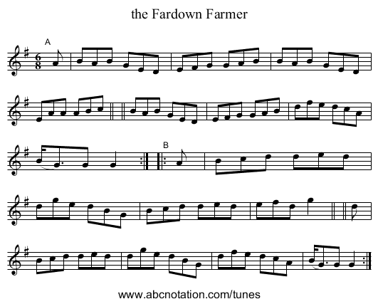 the Fardown Farmer - staff notation