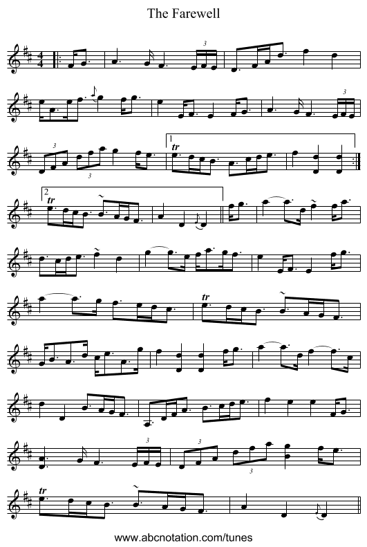 The Farewell - staff notation