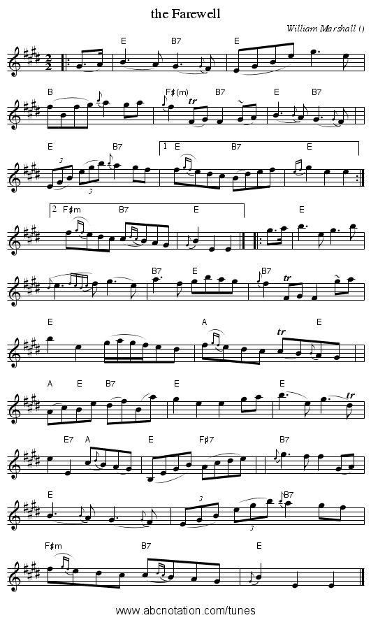 the Farewell - staff notation