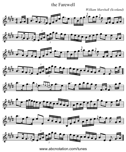 the Farewell - staff notation