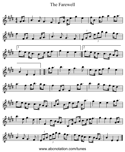 The Farewell - staff notation