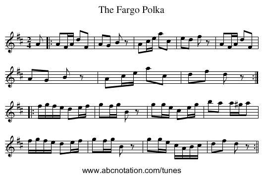 The Fargo Polka - staff notation