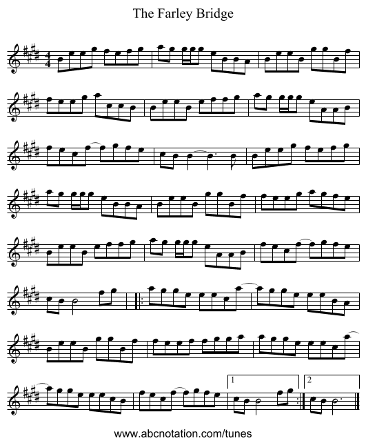 The Farley Bridge - staff notation