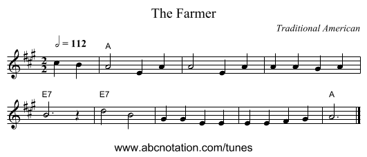 The Farmer - staff notation