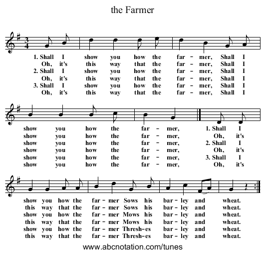 the Farmer - staff notation