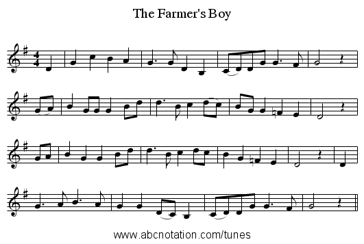 The Farmer's Boy - staff notation