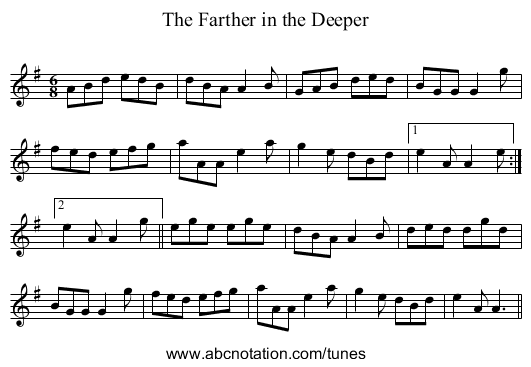 The Farther in the Deeper - staff notation