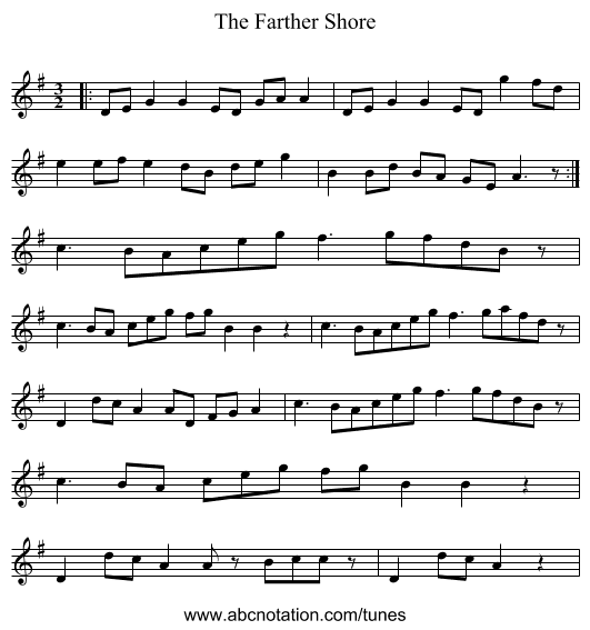 The Farther Shore - staff notation
