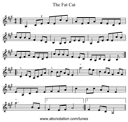 The Fat Cat - staff notation