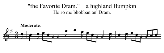 the Favorite Dram.    a highland Bumpkin - staff notation