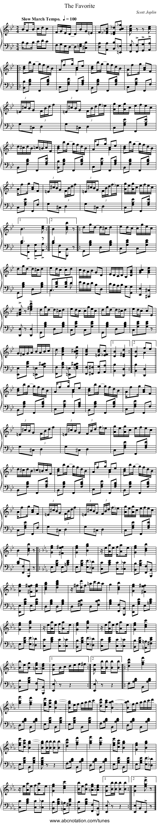 The Favorite - staff notation