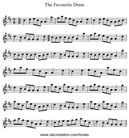 The Favourite Dram - staff notation