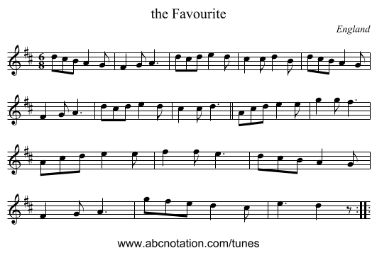 the Favourite - staff notation