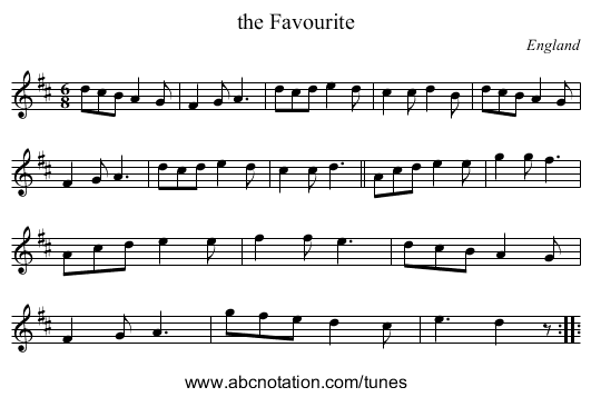 the Favourite - staff notation