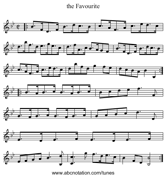 the Favourite - staff notation