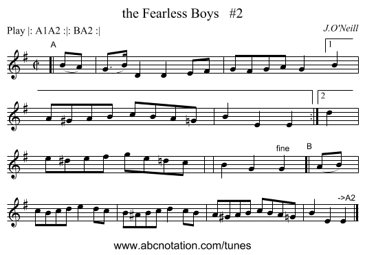 the Fearless Boys   #2 - staff notation