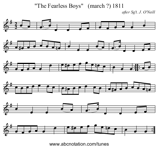 The Fearless Boys   (march ?) 1811 - staff notation