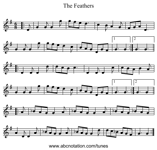 The Feathers - staff notation
