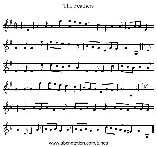 The Feathers - staff notation