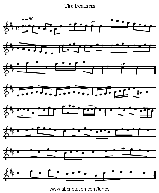 The Feathers - staff notation