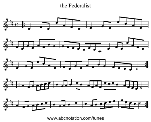 the Federalist - staff notation