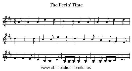 The Feein' Time - staff notation