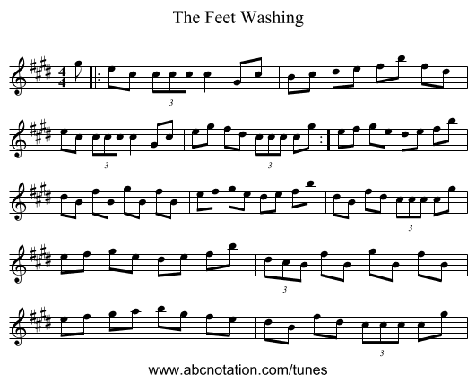 The Feet Washing - staff notation