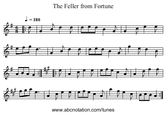 The Feller from Fortune - staff notation