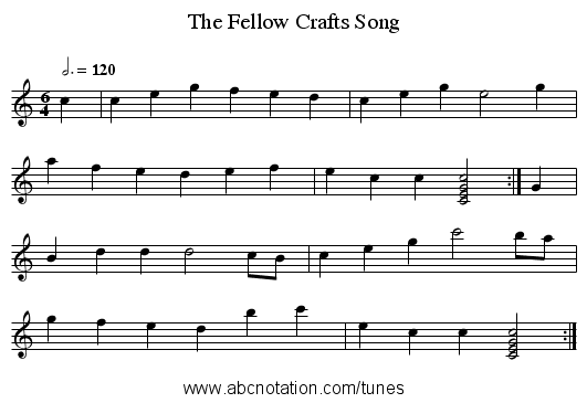 The Fellow Crafts Song - staff notation
