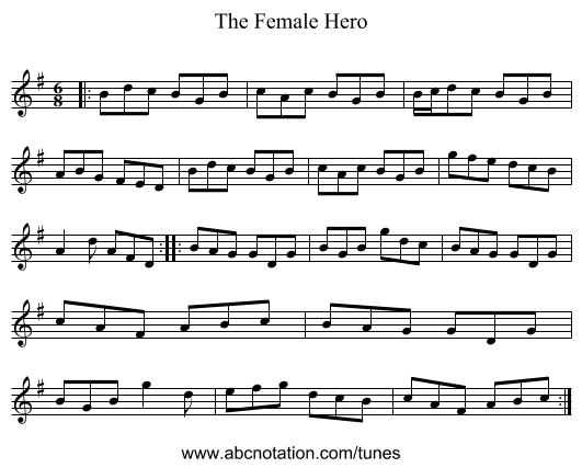 The Female Hero - staff notation