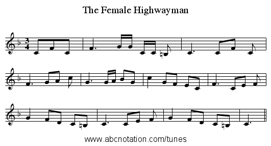 The Female Highwayman - staff notation