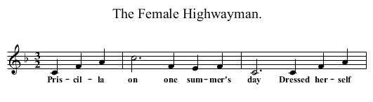 The Female Highwayman. - staff notation