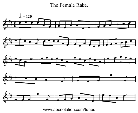 The Female Rake. - staff notation