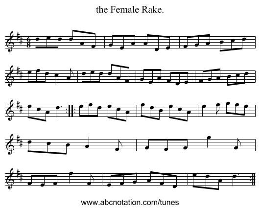 the Female Rake. - staff notation