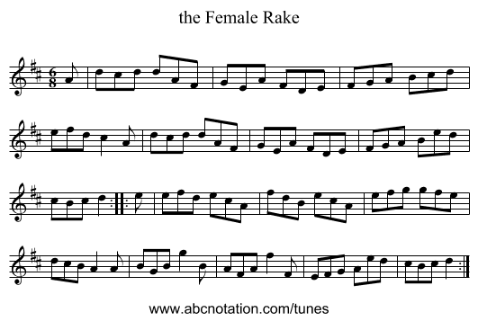 the Female Rake - staff notation