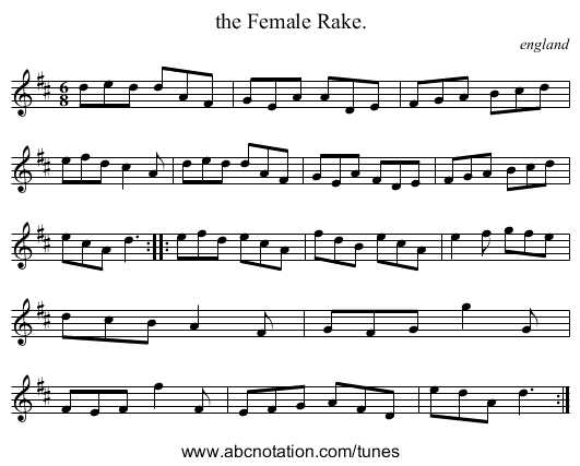 the Female Rake. - staff notation