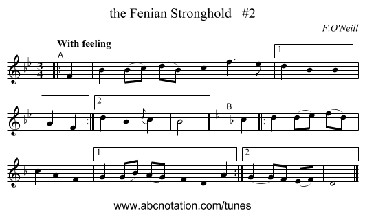 the Fenian Stronghold   #2 - staff notation