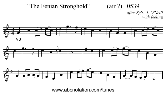 The Fenian Stronghold           (air ?)   0539 - staff notation