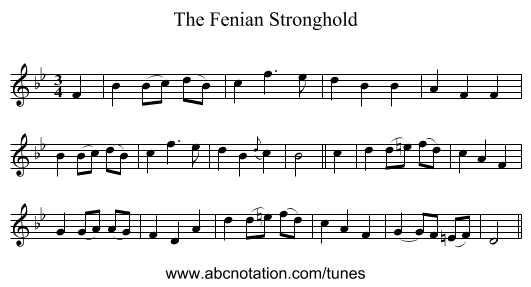The Fenian Stronghold - staff notation