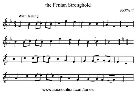 the Fenian Stronghold - staff notation