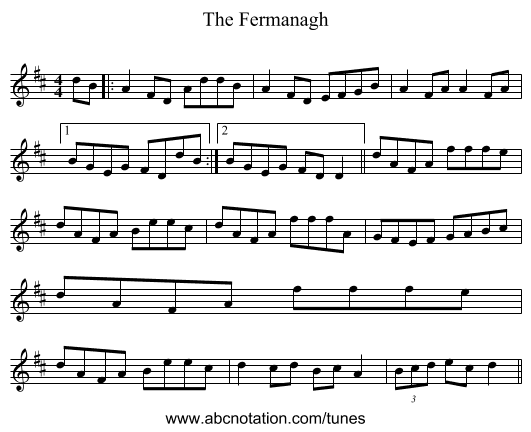 The Fermanagh - staff notation